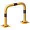 Anti-nudge hoop | flexible, tiltable | steel tube  76 mm | yellow / black | total width: 750 mm | height above ground: 650 mm